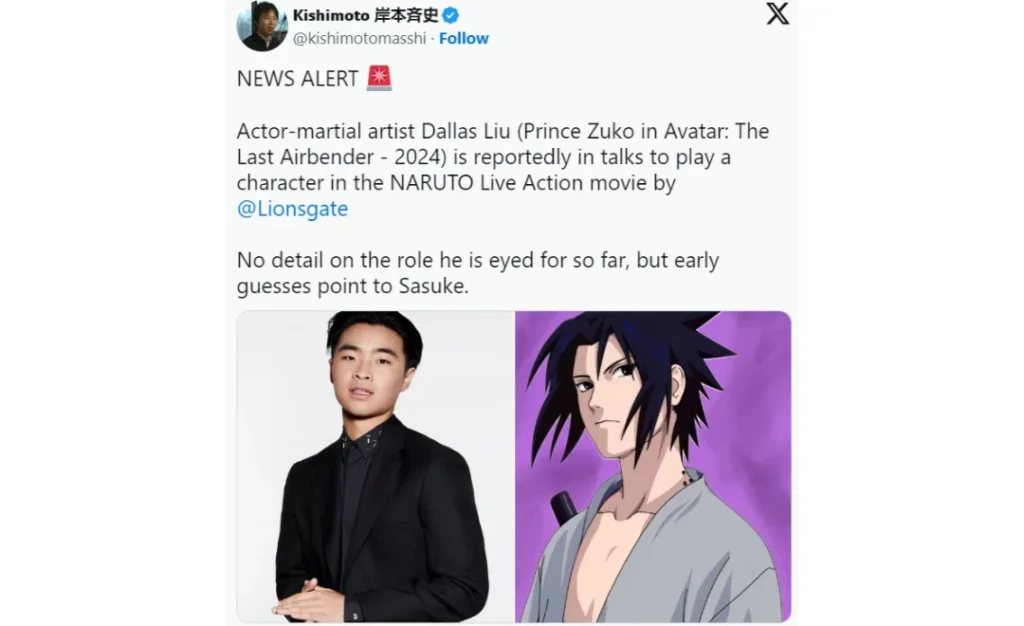Dallas Liu as Sasuke Speculation