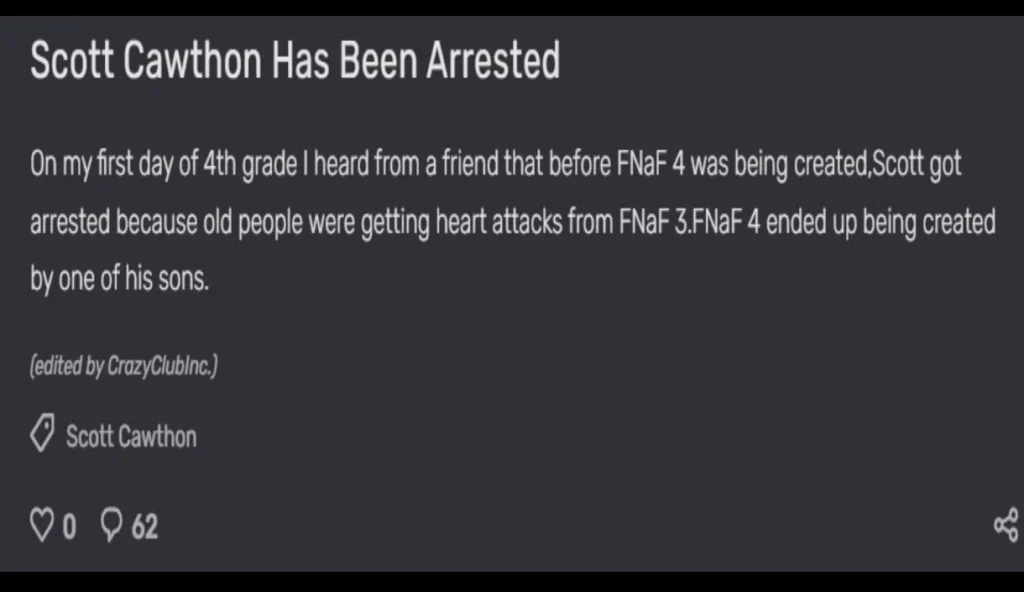 Scott Cawthon Arrested for FNAF 3 rumors