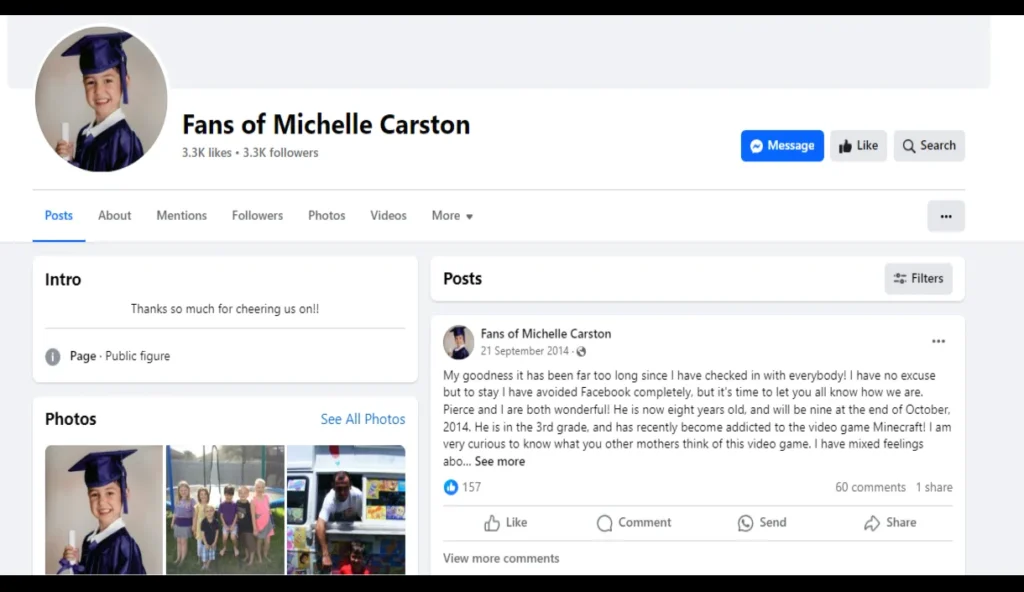 Michelle Carston Facebook Last Post