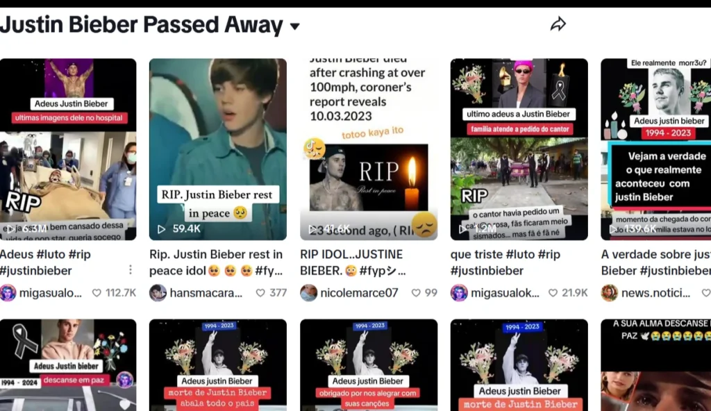 Justin Bieber Pass Away Trend on Tiktok