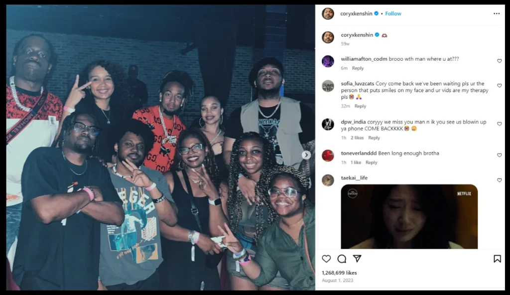 Coryxkenshin Last Instagram Post