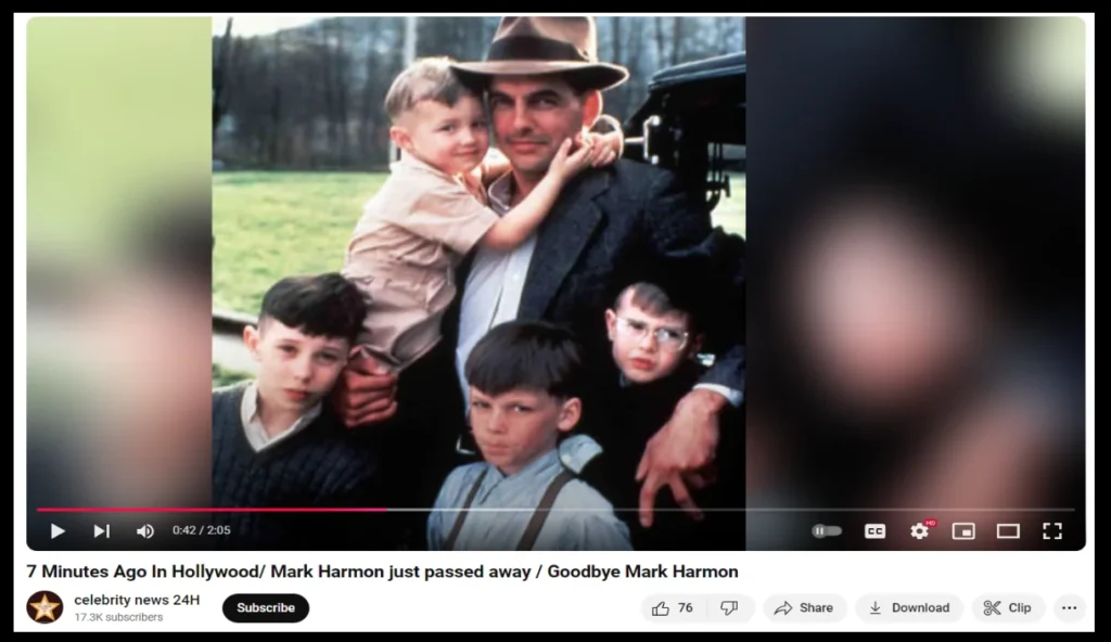 “Mark Harmon Dead” and “Devastating News About Mark Harmon” circulating on YouTube and social media